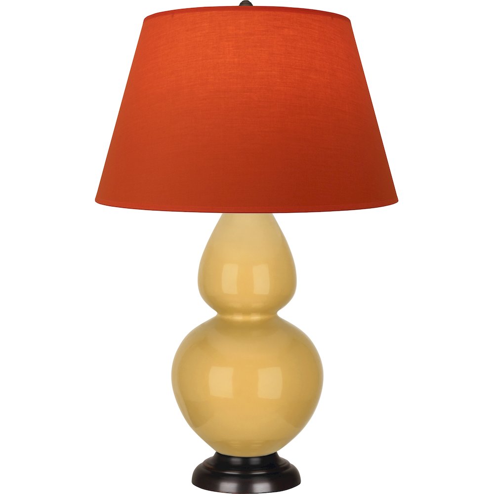 Sunset Double Gourd Table Lamp in Sunset Yellow Glazed Ceramic Color. Picture 1