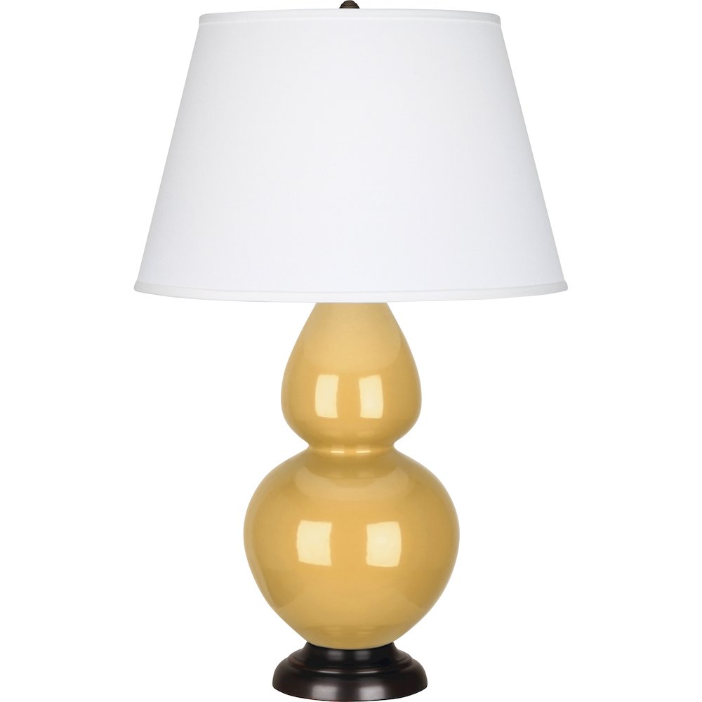 Sunset Double Gourd Table Lamp in Sunset Yellow Glazed Ceramic Color. Picture 1