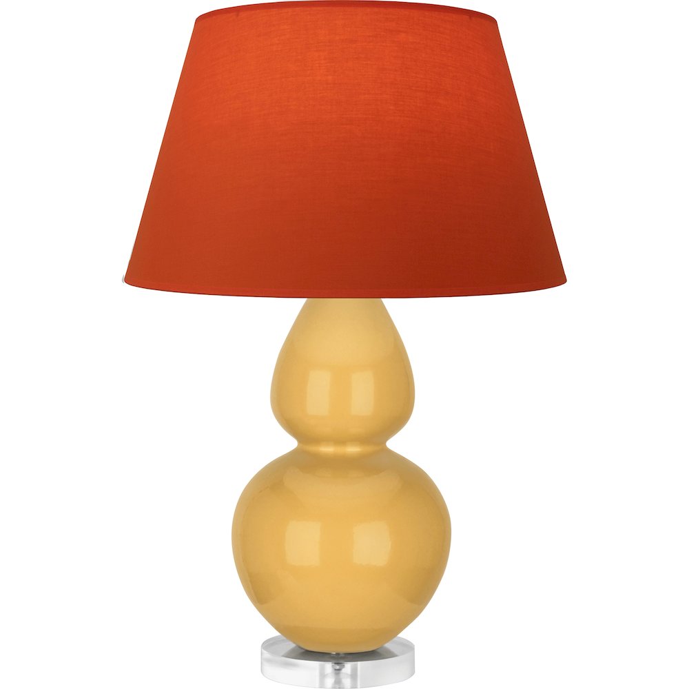 Sunset Double Gourd Table Lamp in Sunset Yellow Glazed Ceramic Color. Picture 1