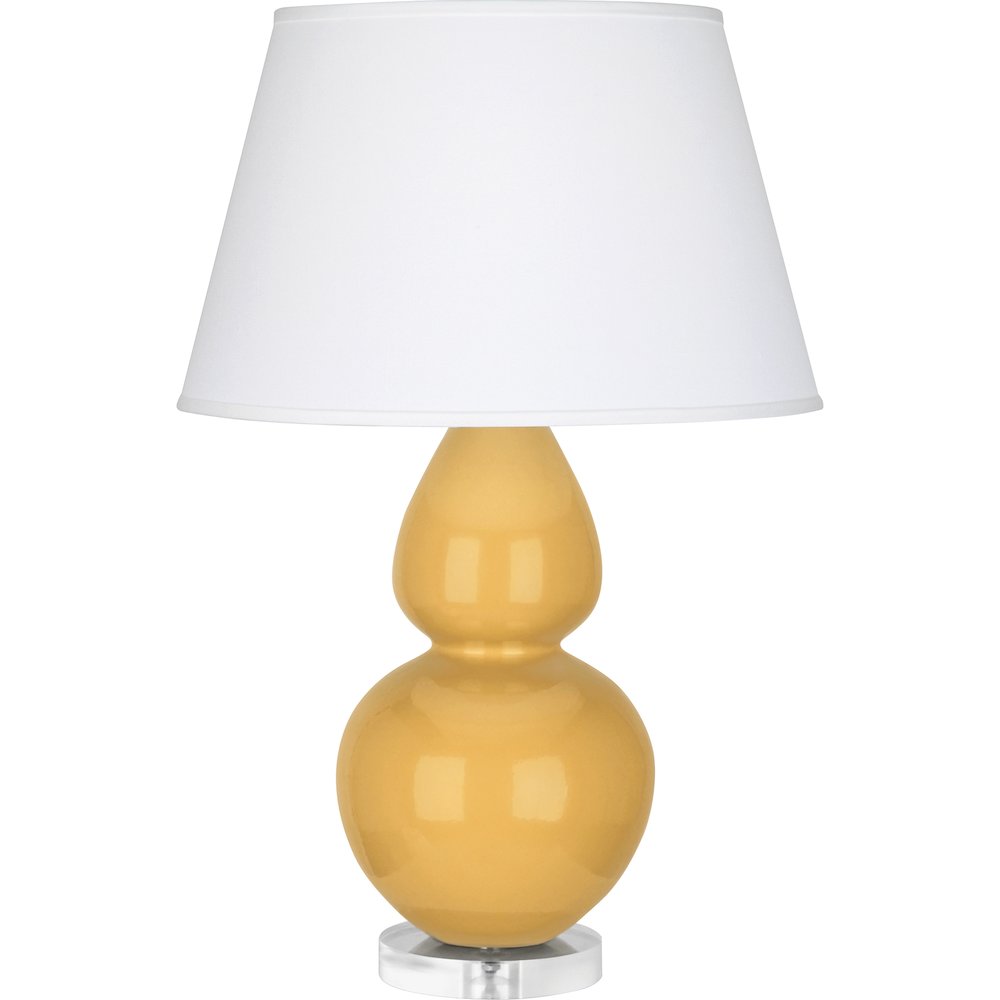 Sunset Double Gourd Table Lamp in Sunset Yellow Glazed Ceramic Color. Picture 1