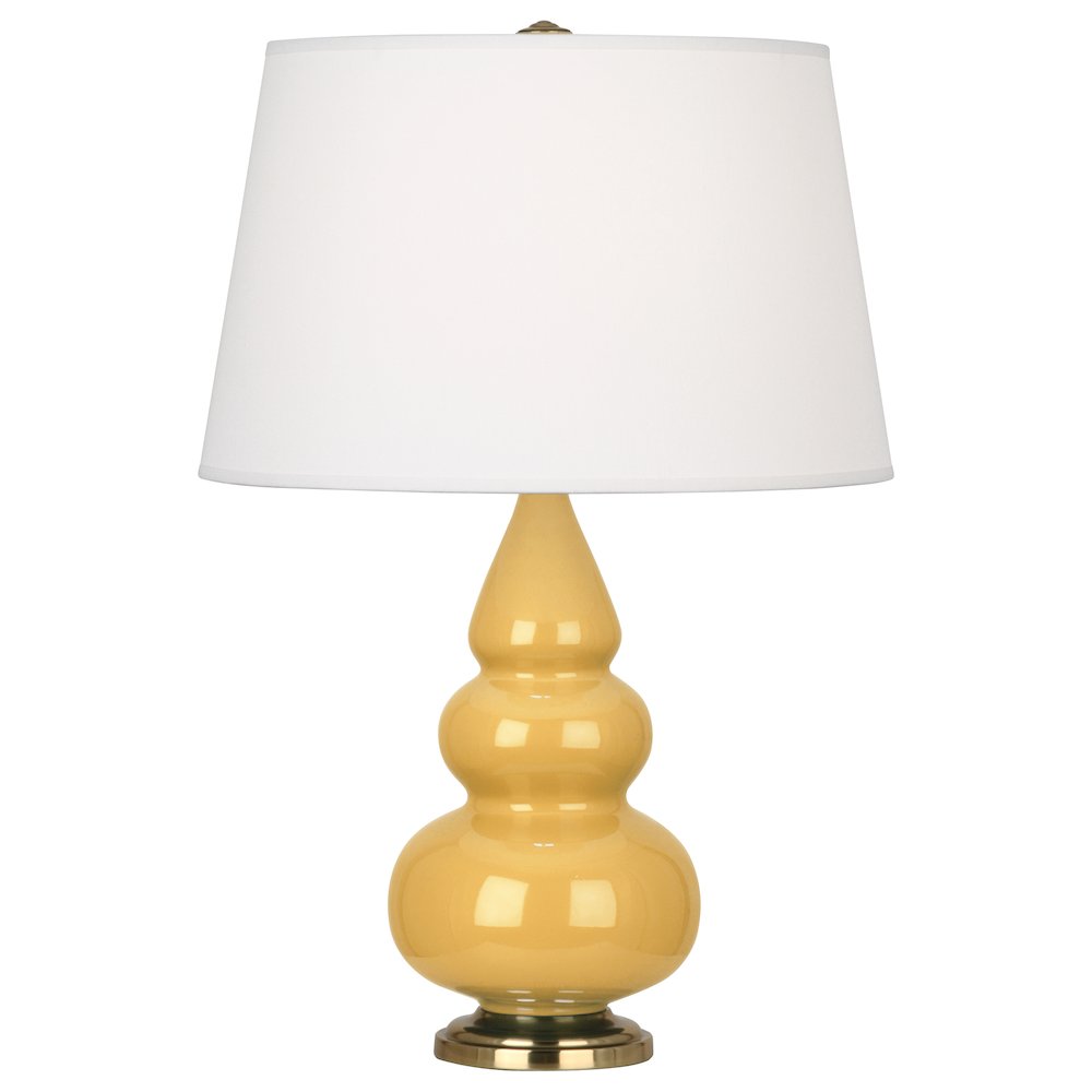 Sunset Small Triple Gourd Accent Lamp in Sunset Yellow Glazed Ceramic Color. Picture 1