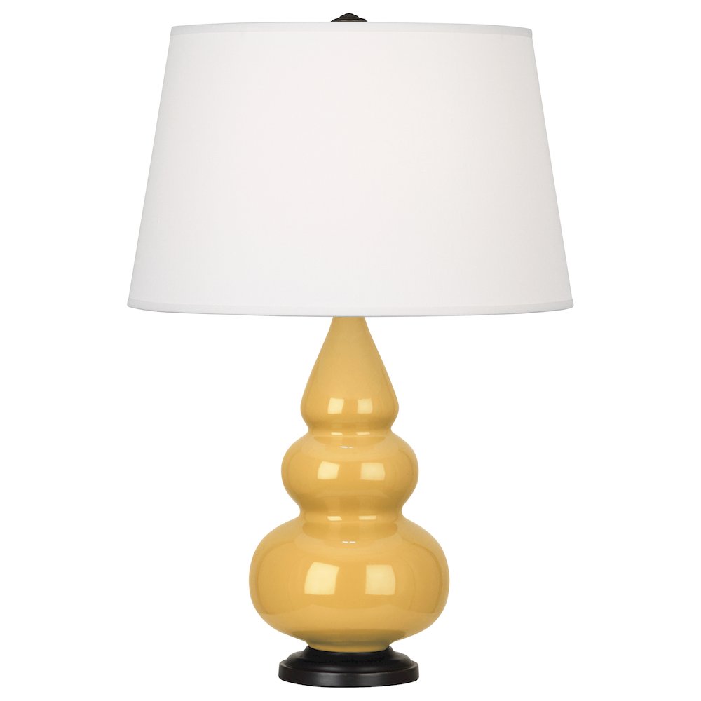 Sunset Small Triple Gourd Accent Lamp in Sunset Yellow Glazed Ceramic Color. Picture 1
