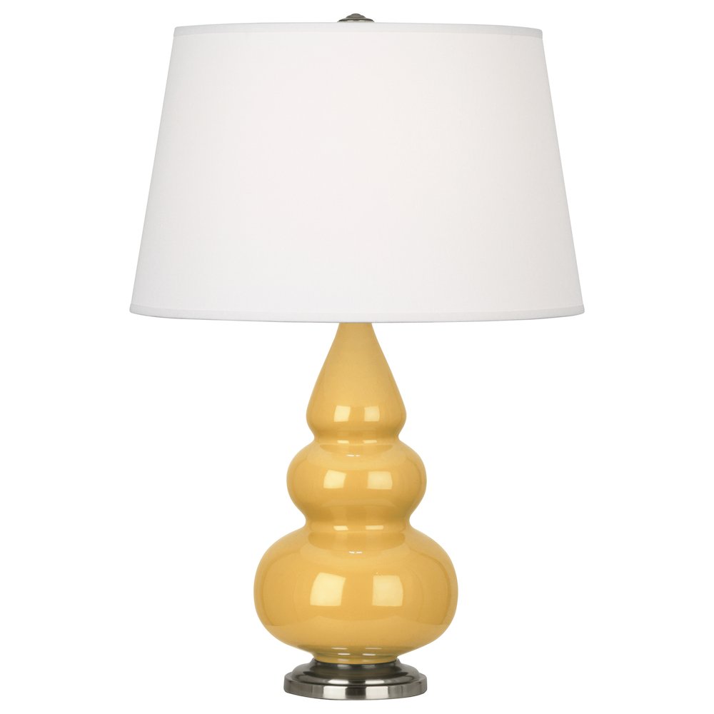 Sunset Small Triple Gourd Accent Lamp in Sunset Yellow Glazed Ceramic Color. Picture 1