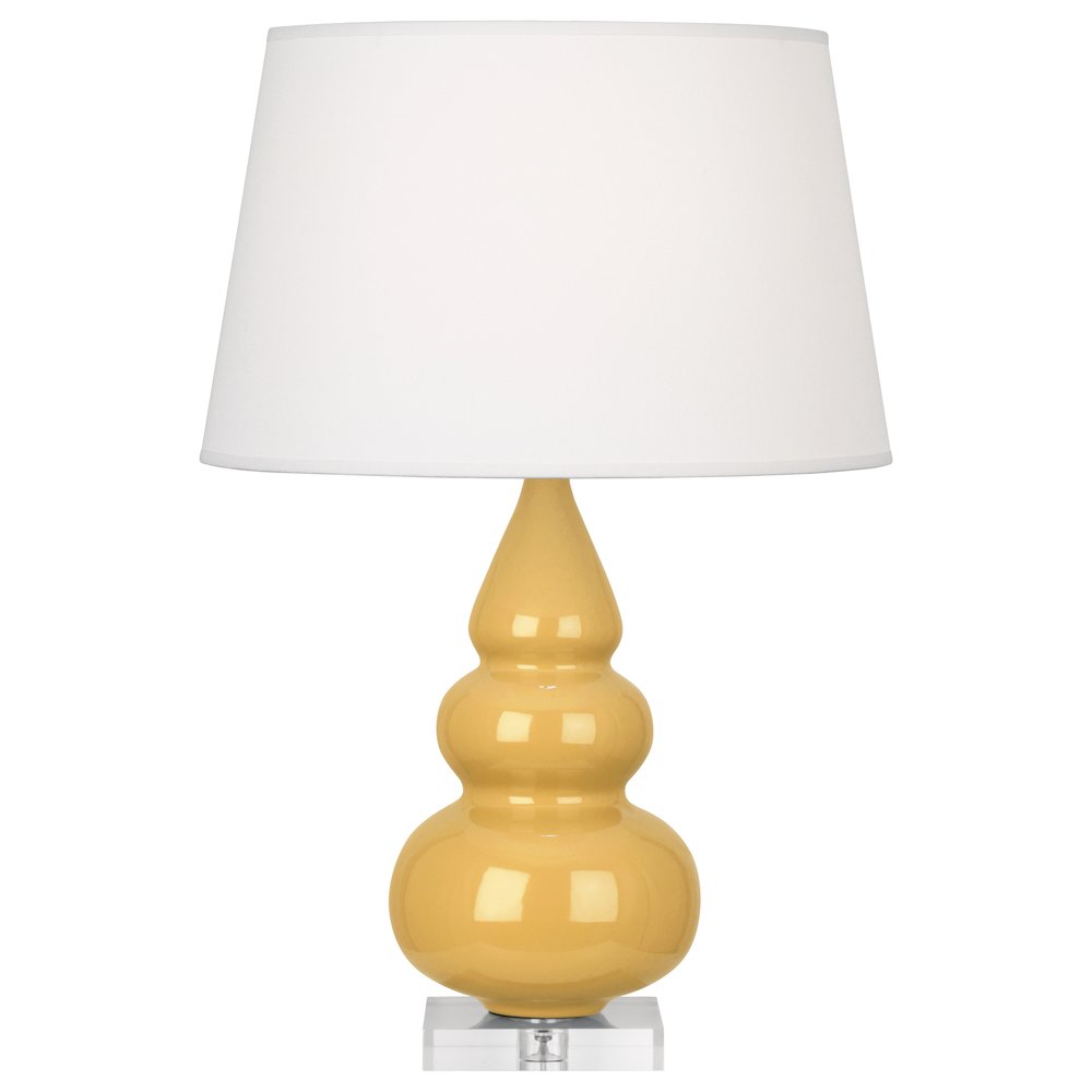 Sunset Small Triple Gourd Accent Lamp in Sunset Yellow Glazed Ceramic Color. Picture 1