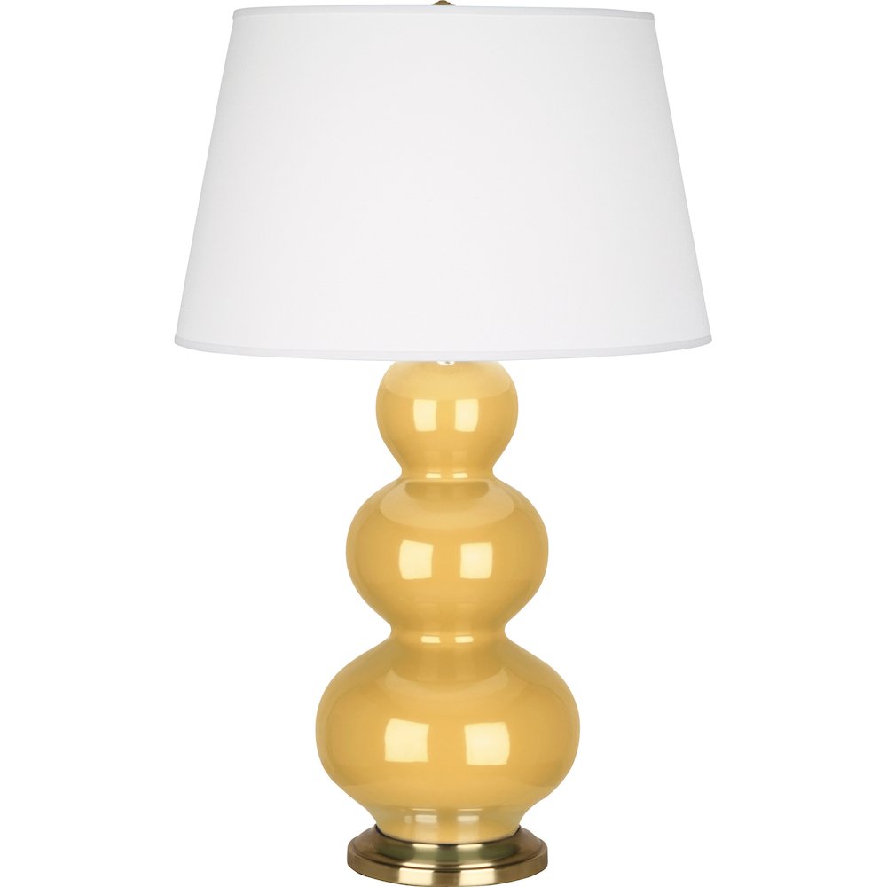 Sunset Triple Gourd Table Lamp in Sunset Yellow Glazed Ceramic Color. Picture 1
