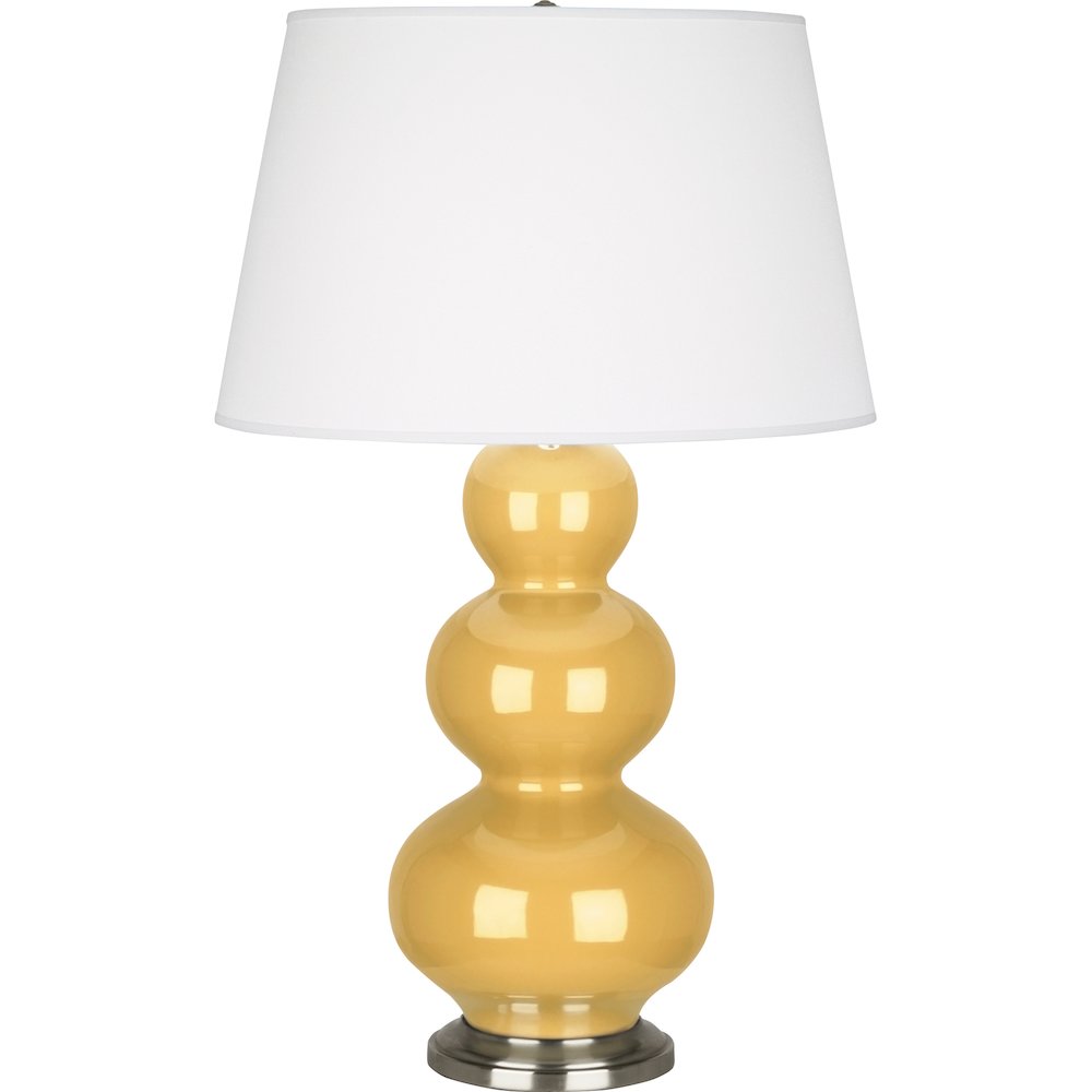 Sunset Triple Gourd Table Lamp in Sunset Yellow Glazed Ceramic Color. Picture 1