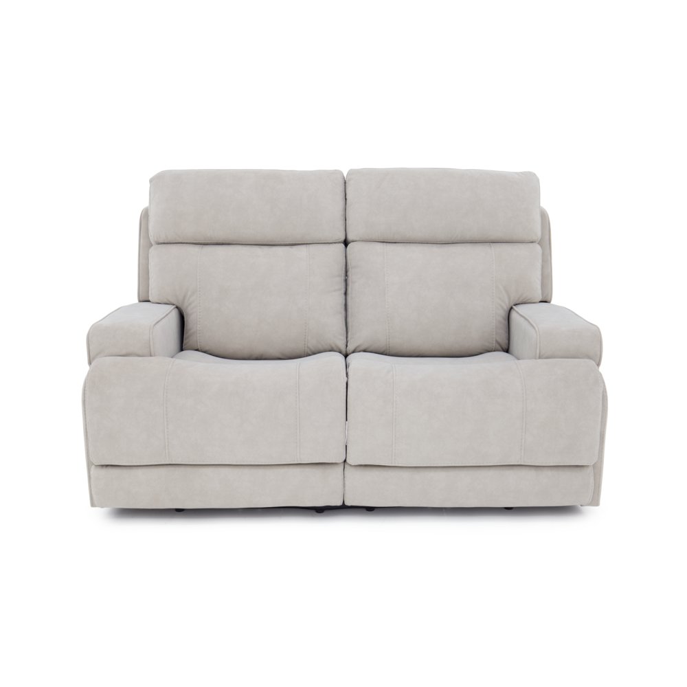 Gray Leather Loveseat with Power Recline and Adjustable Headrests for Comfort. Picture 4