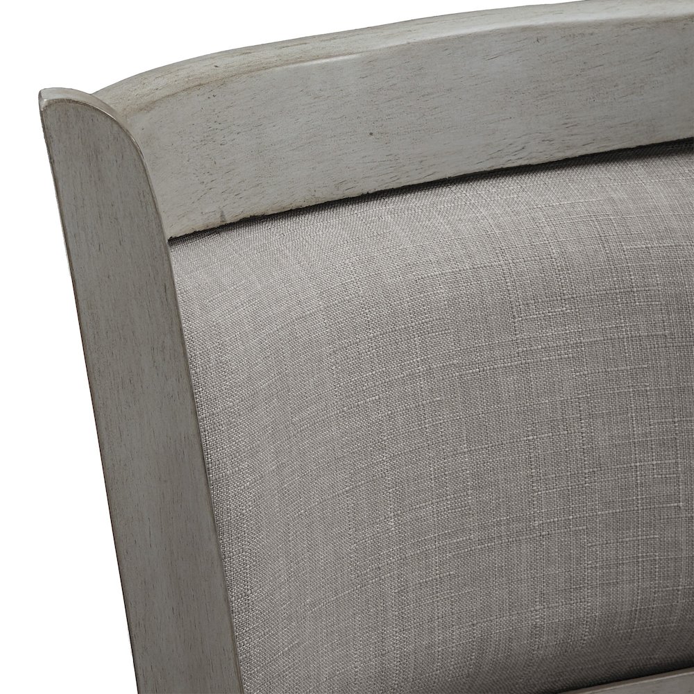 Antique Grey Finish Grey Linen Cushion Back Swivel Counter Height Chair. Picture 3