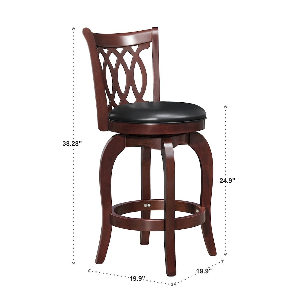 Cherry Finish 24"H Swivel Counter Height Chair (Motif Design). Picture 4