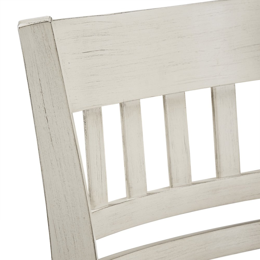 Antique White Finish Grey Linen Lattice Back Swivel Counter Height Chair. Picture 3