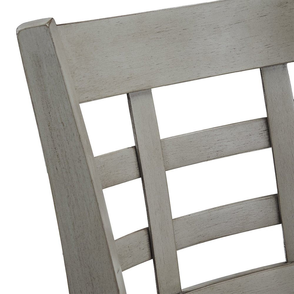 Antique Grey Finish Grey Linen Swivel Bar Height Chair (Window Back Design). Picture 3