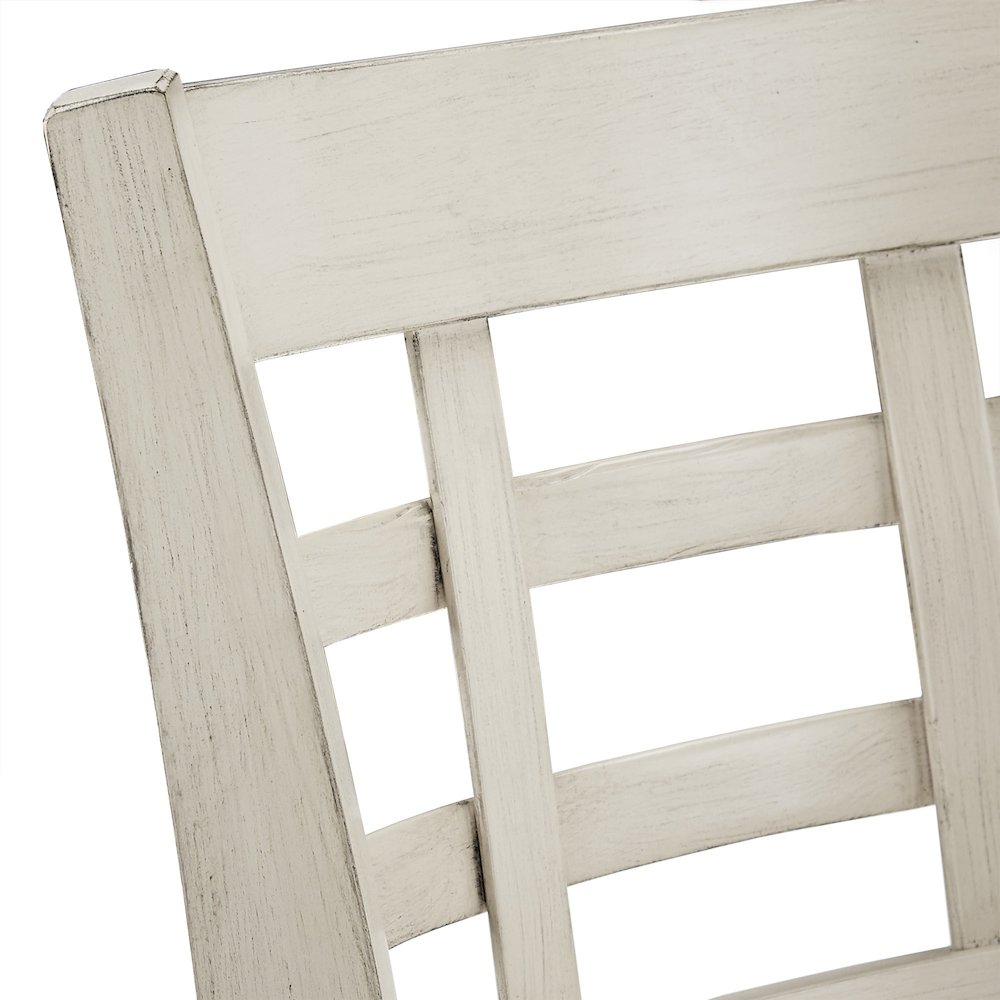 Antique White Finish Grey Linen Swivel Bar Height Chair (Window Back Design). Picture 3