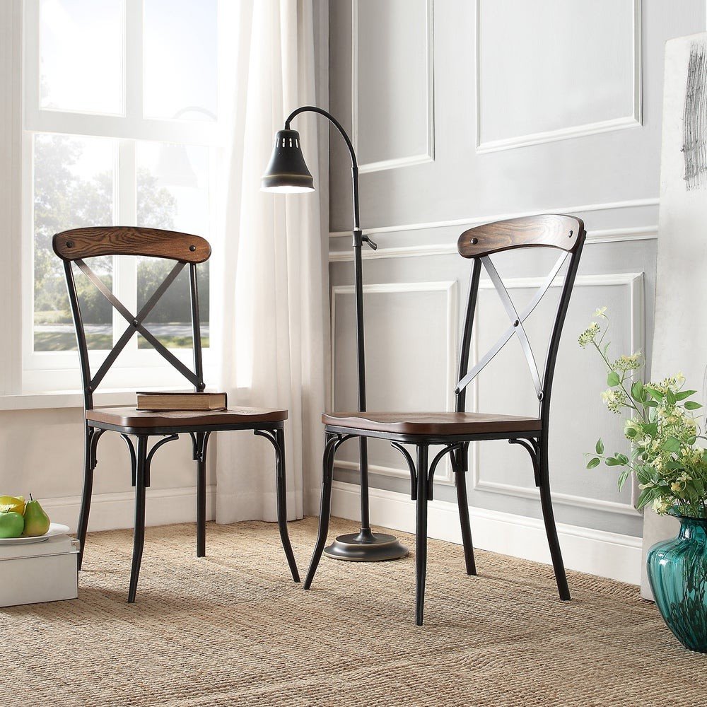 Set of 2, Ash Finish Metal Frame Side Chair. Picture 1