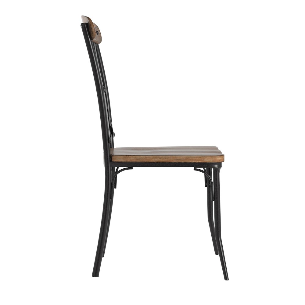 Set of 2, Ash Finish Metal Frame Side Chair. Picture 7