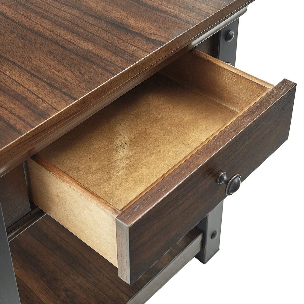 Dark Cherry Finish End Table With Power Outlet. Picture 3