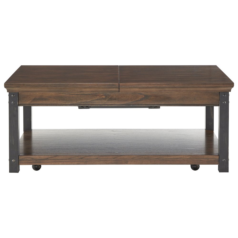 Dark Cherry Finish Lift-Top Coffee Table. Picture 5