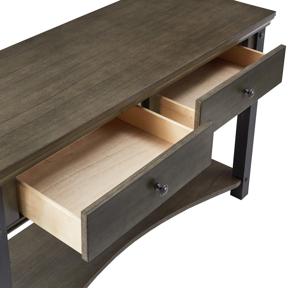 Antique Grey Finish 2-Drawer Sofa Table. Picture 3