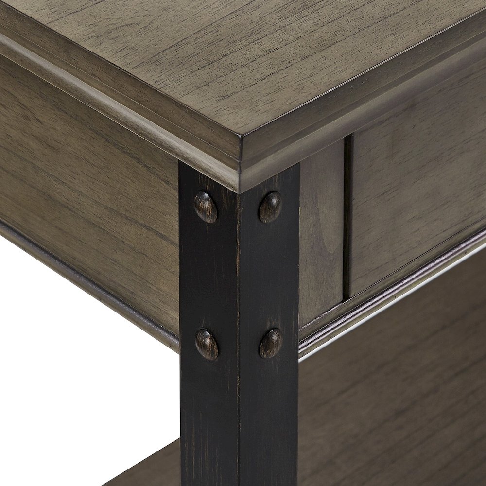 Antique Grey Finish 2-Drawer Sofa Table. Picture 4