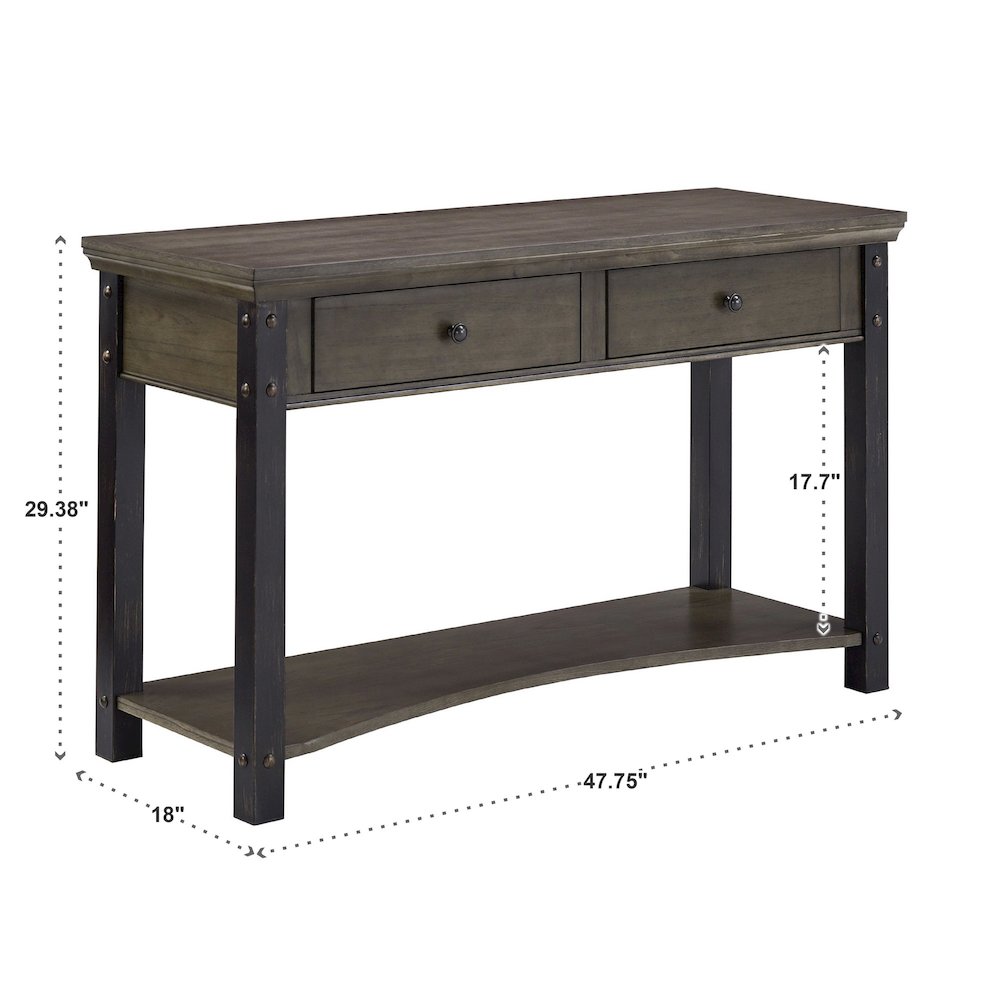 Antique Grey Finish 2-Drawer Sofa Table. Picture 5