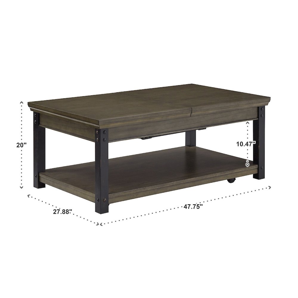 Antique Grey Finish Lift-Top Coffee Table. Picture 4