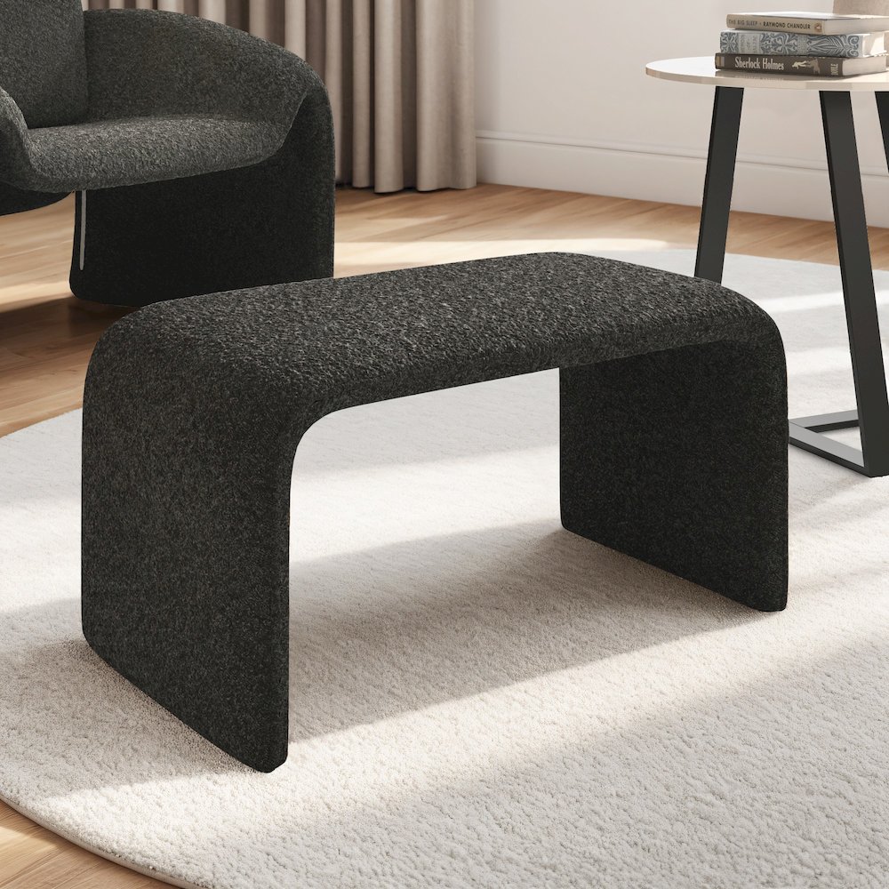 Black Boucle Ottoman. Picture 2