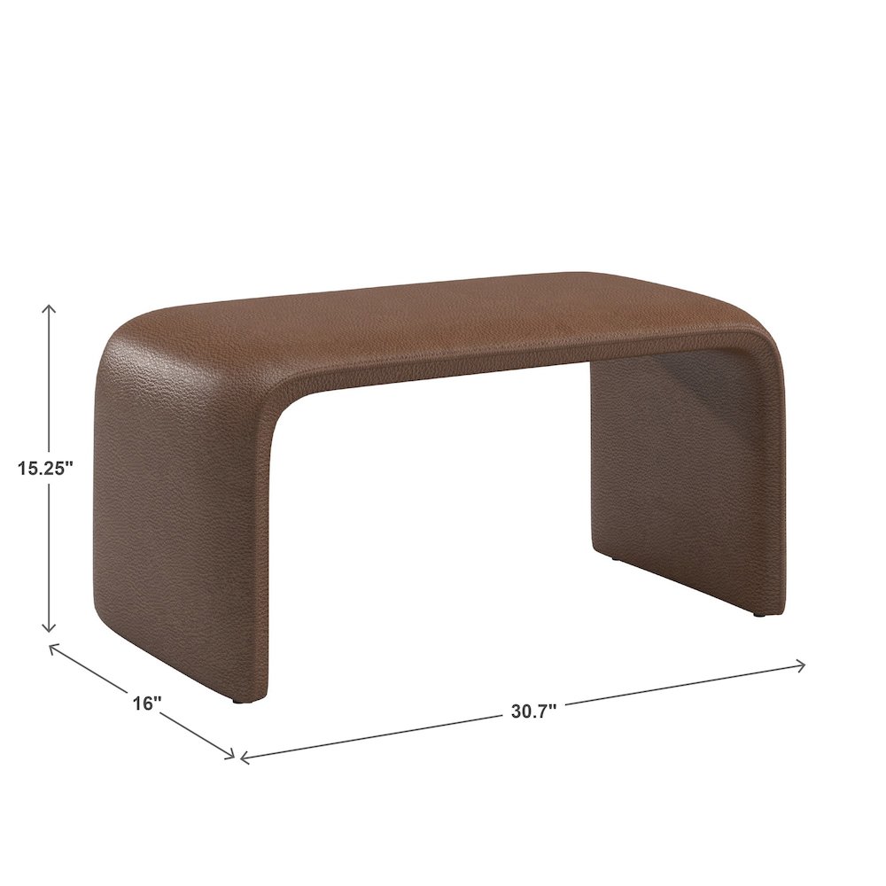 Brown Faux Leather Ottoman. Picture 3