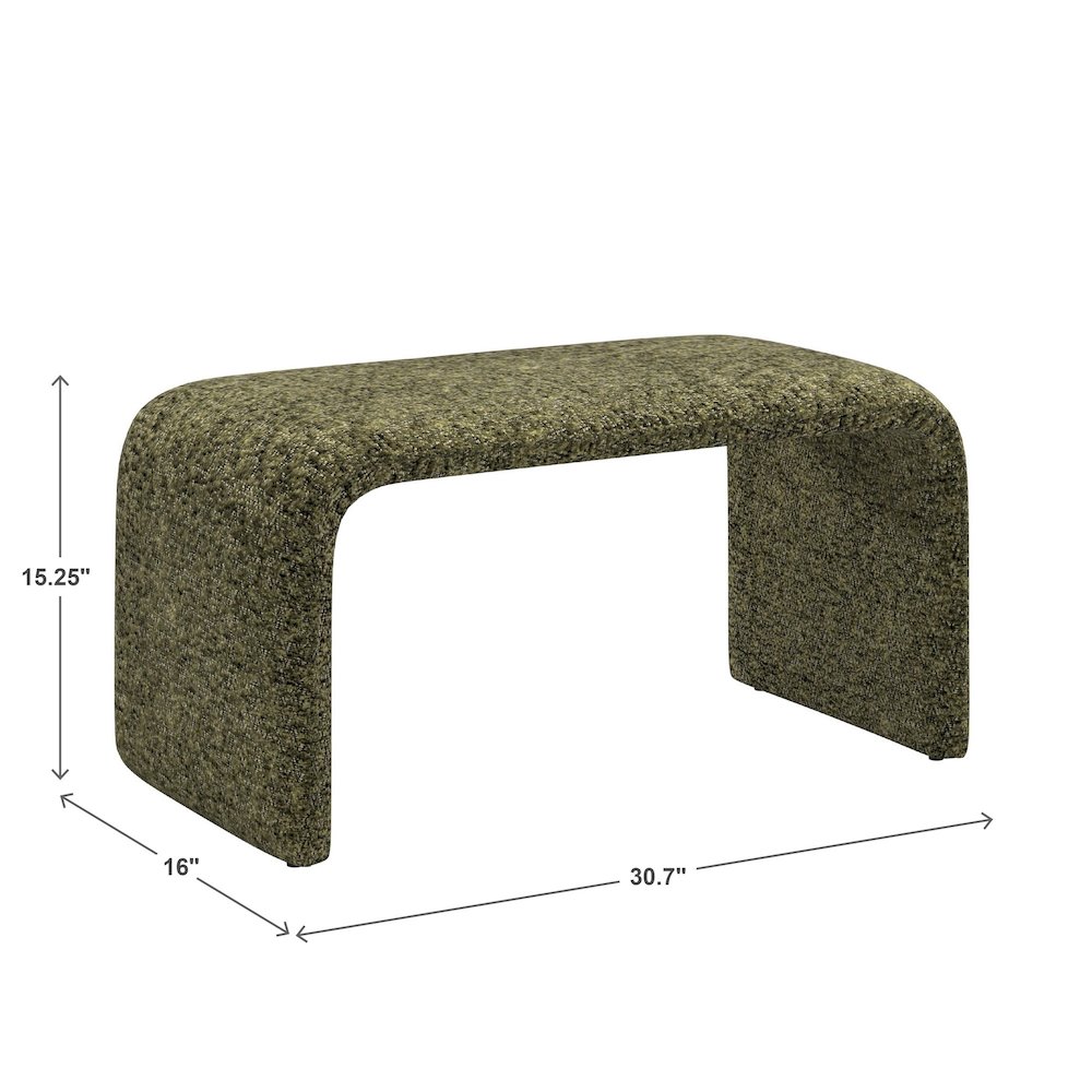 Moss Green Boucle Ottoman. Picture 3