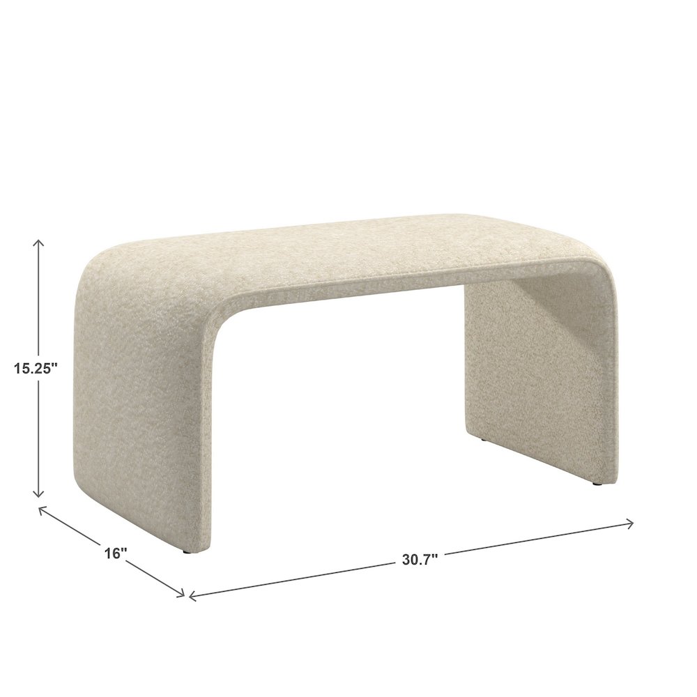 Ivory Boucle Ottoman. Picture 3