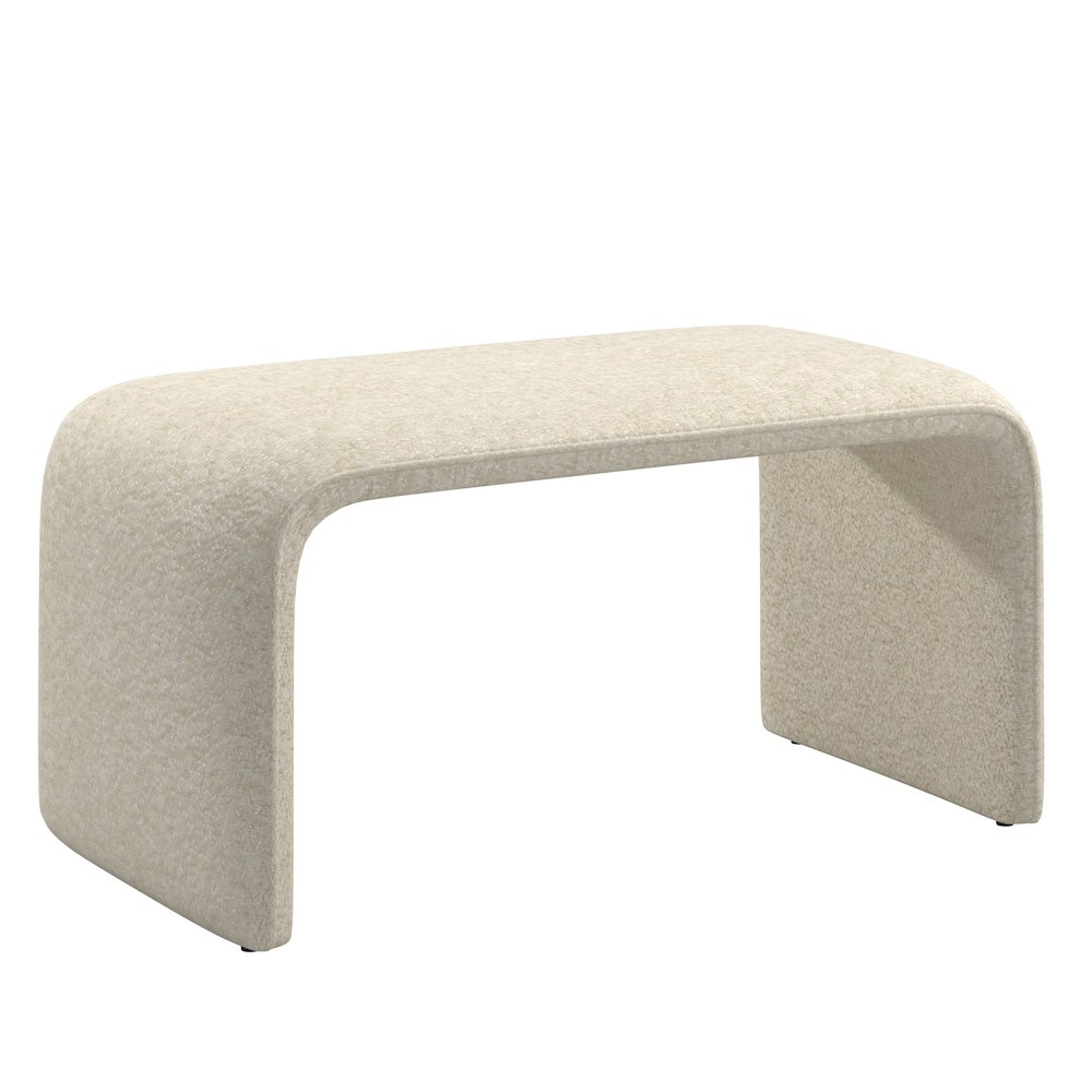Ivory Boucle Ottoman. Picture 4