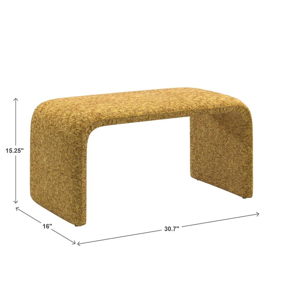 Mustard Yellow Boucle Ottoman. Picture 3