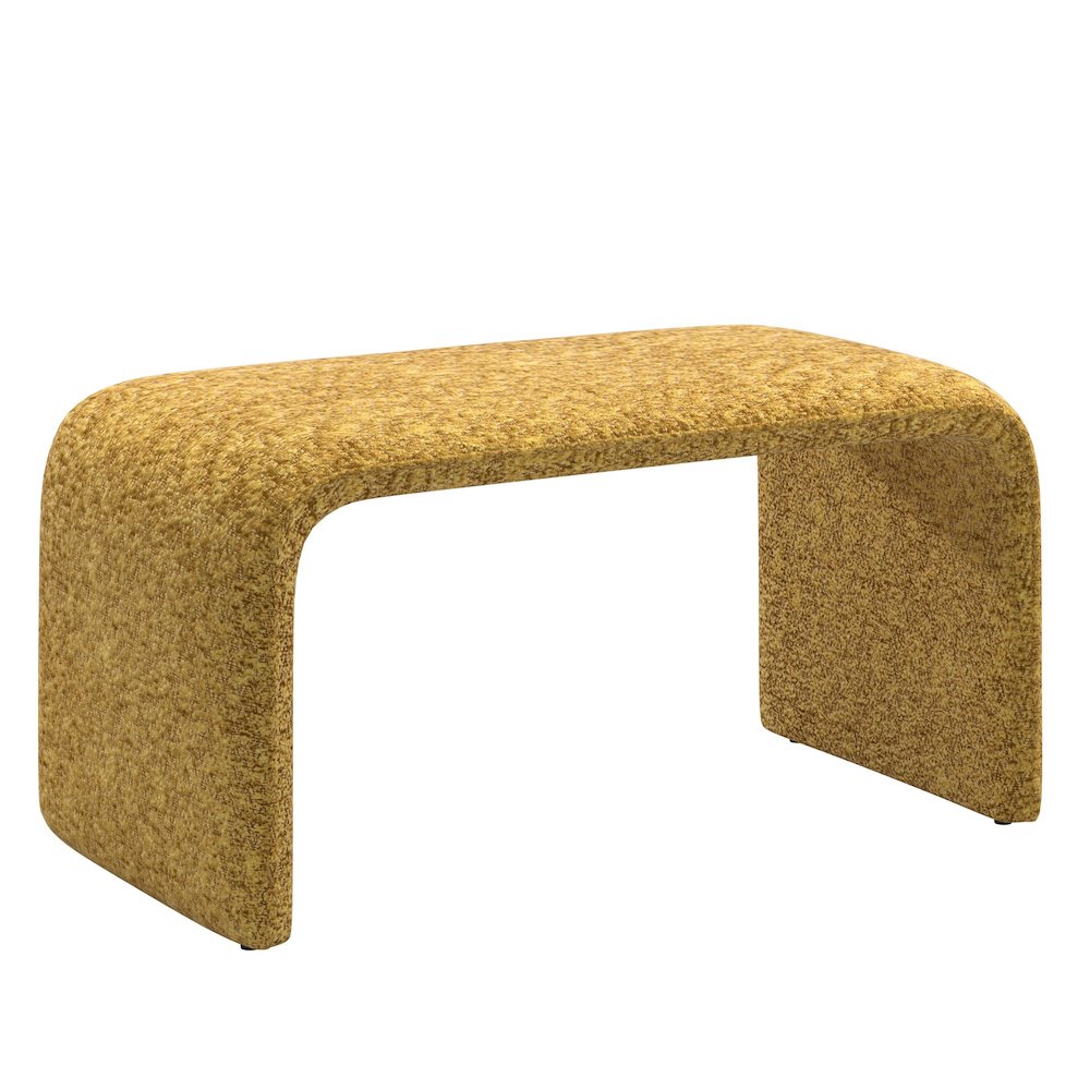 Mustard Yellow Boucle Ottoman. Picture 4