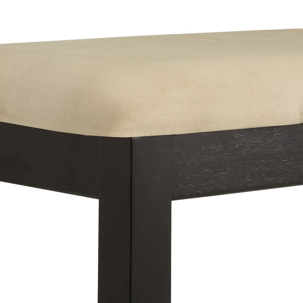Black Finish Beige Microfiber 47"W Bench. Picture 3