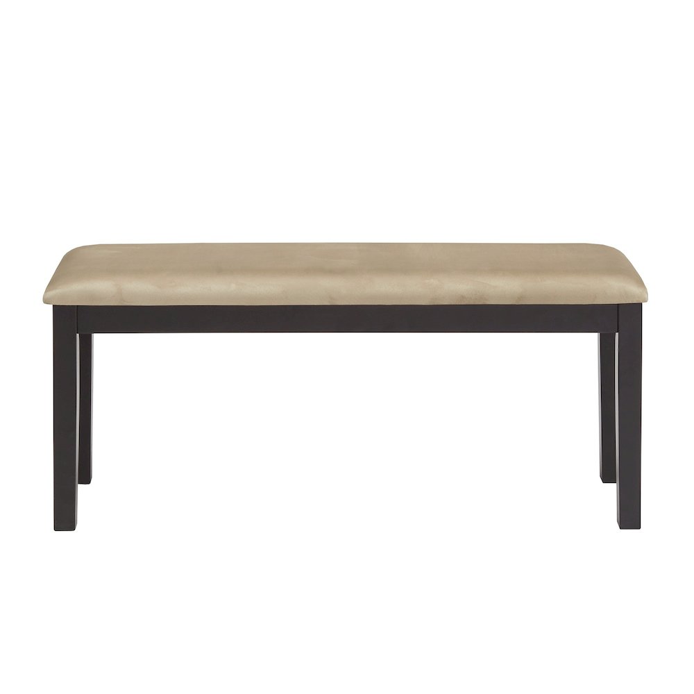 Black Finish Beige Microfiber 47"W Bench. Picture 5