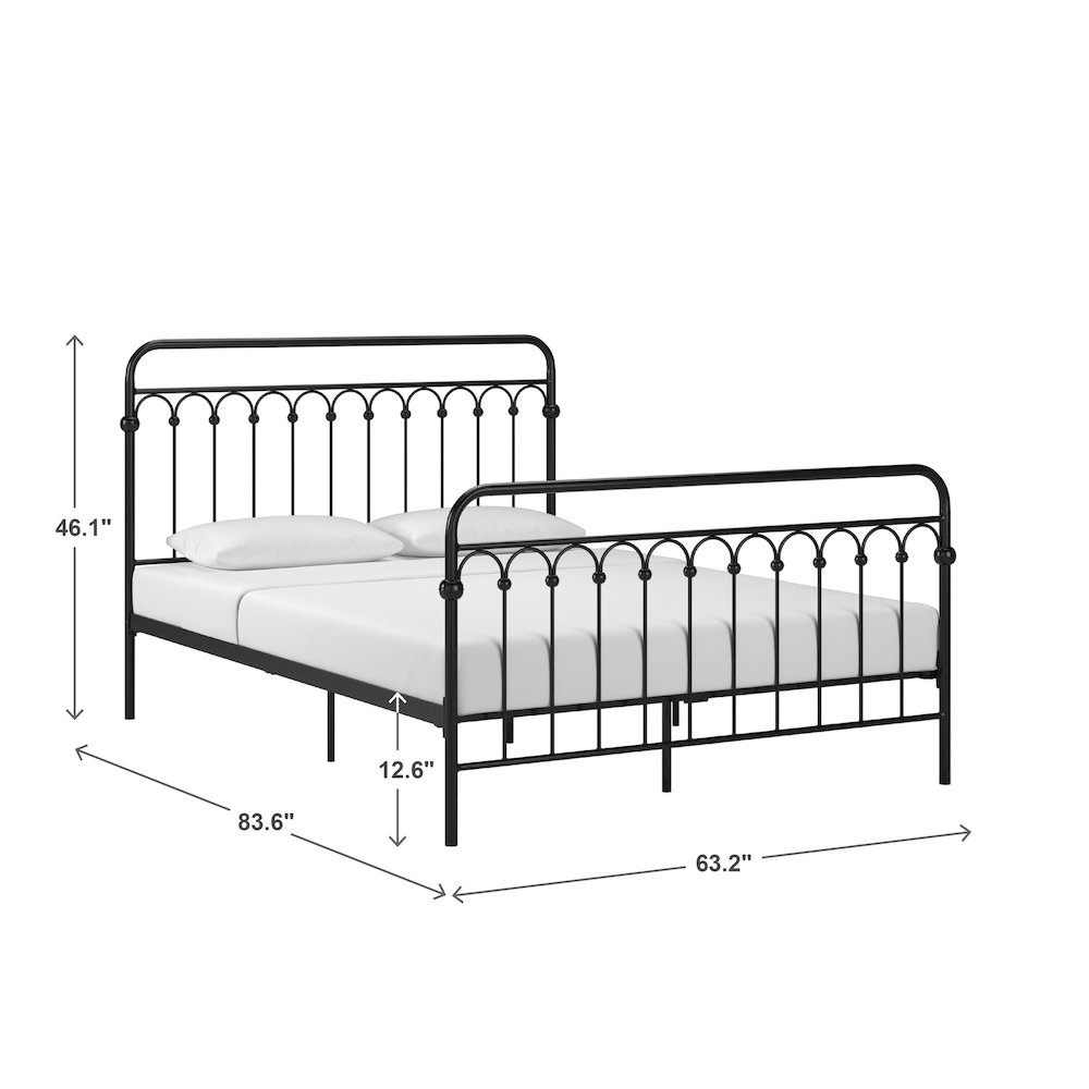 Black Metal Arch Design Queen Platform Bed. Picture 5