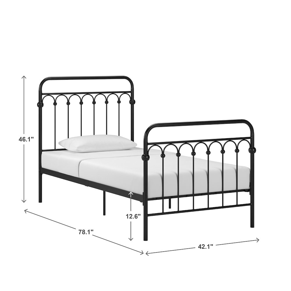 Black Metal Arch Design Twin Platform Bed. Picture 5