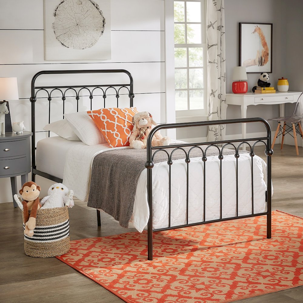 Black Metal Arch Design Twin Platform Bed. Picture 4