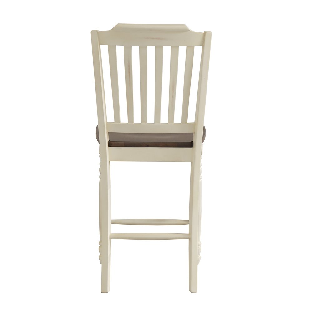 Set of 2, Two-Tone Antique White & Warm Cherry Finish Counter Height Chair. Picture 7