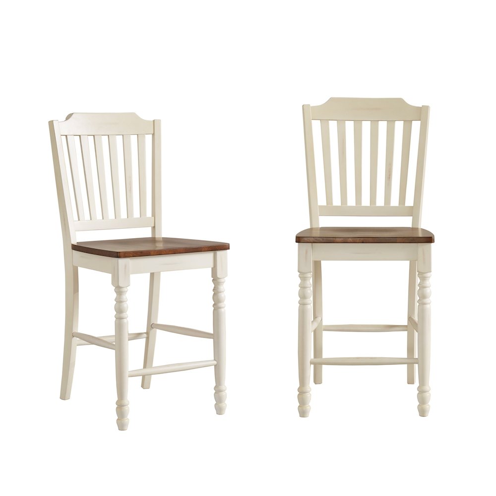 Set of 2, Two-Tone Antique White & Warm Cherry Finish Counter Height Chair. Picture 3