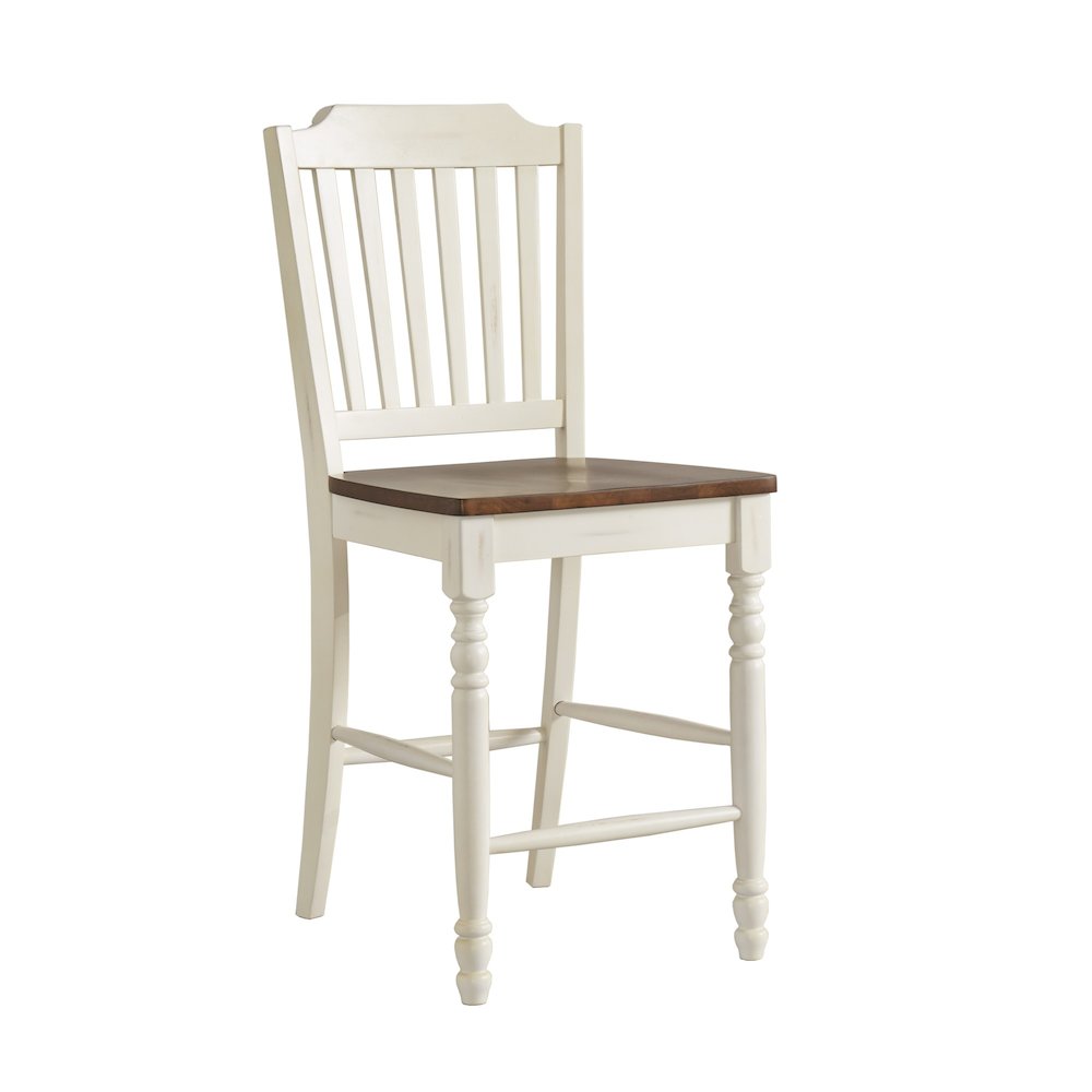Set of 2, Two-Tone Antique White & Warm Cherry Finish Counter Height Chair. Picture 5