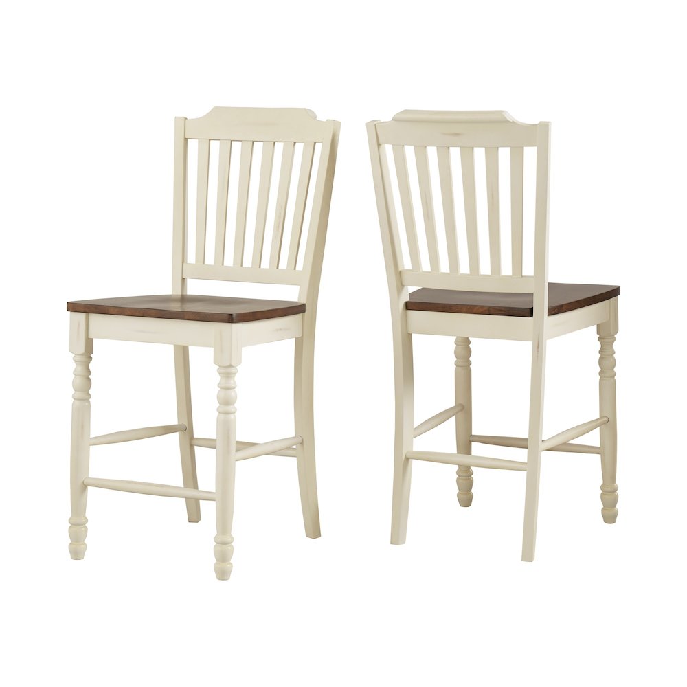 Set of 2, Two-Tone Antique White & Warm Cherry Finish Counter Height Chair. Picture 8