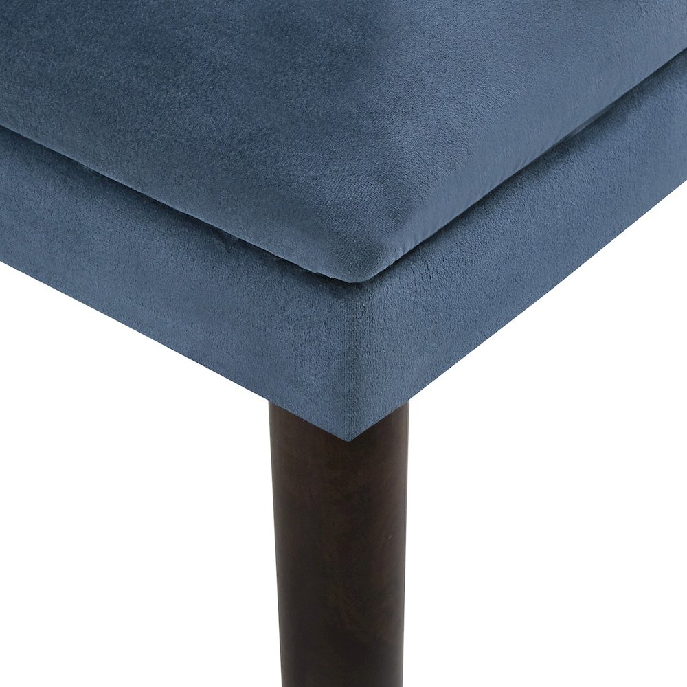 Set of 2, Espresso Finish Blue Velvet Channel Back Dining Chair. Picture 3