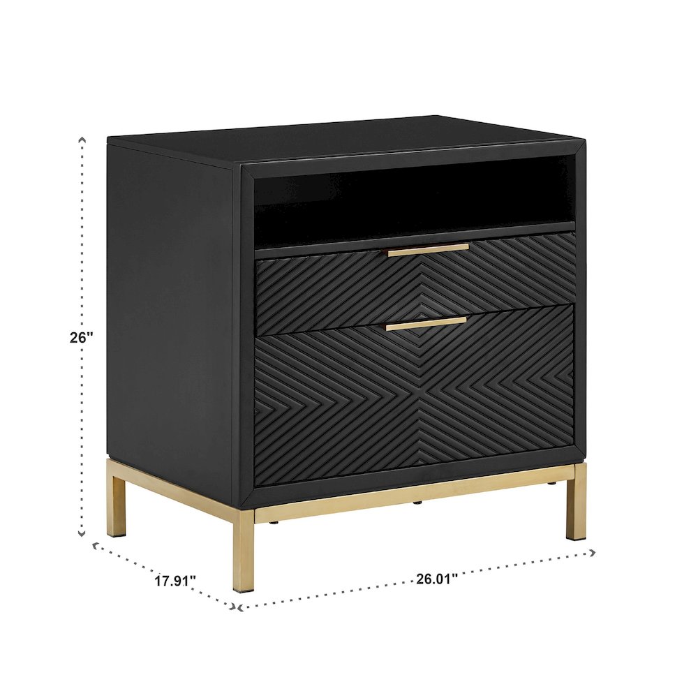 Black Finish Nightstand With Power Strip. Picture 6