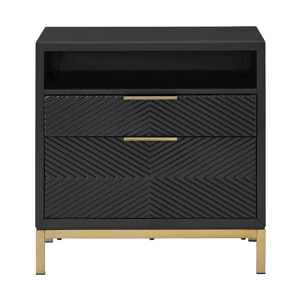 Black Finish Nightstand With Power Strip. Picture 7