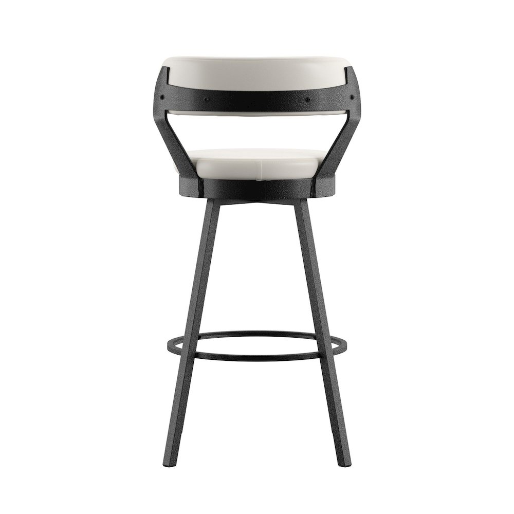 Set of 2, White PU Swivel Bar Height Chair  With Grey Finish Metal Leg. Picture 6