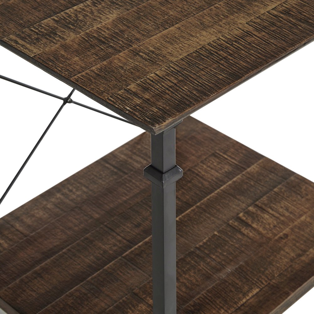 Brown Finish Metal Supports X-Frame End Table. Picture 3