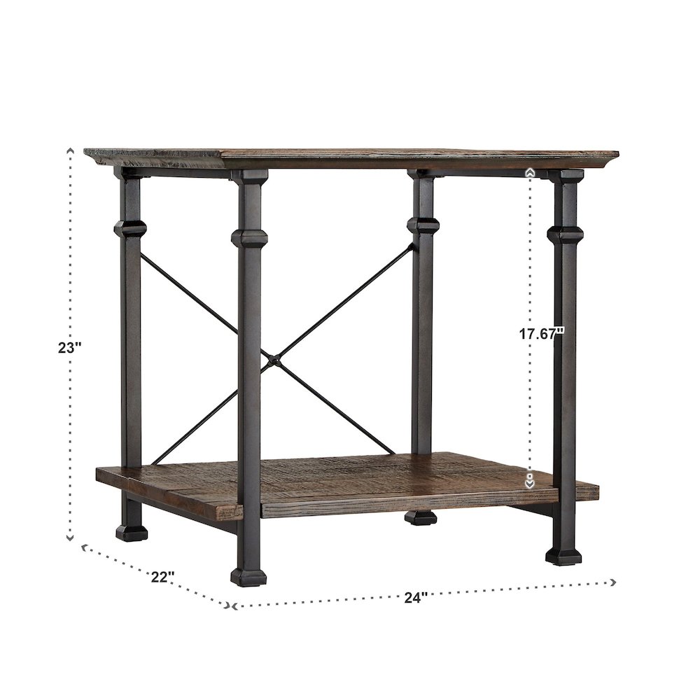 Brown Finish Metal Supports X-Frame End Table. Picture 4