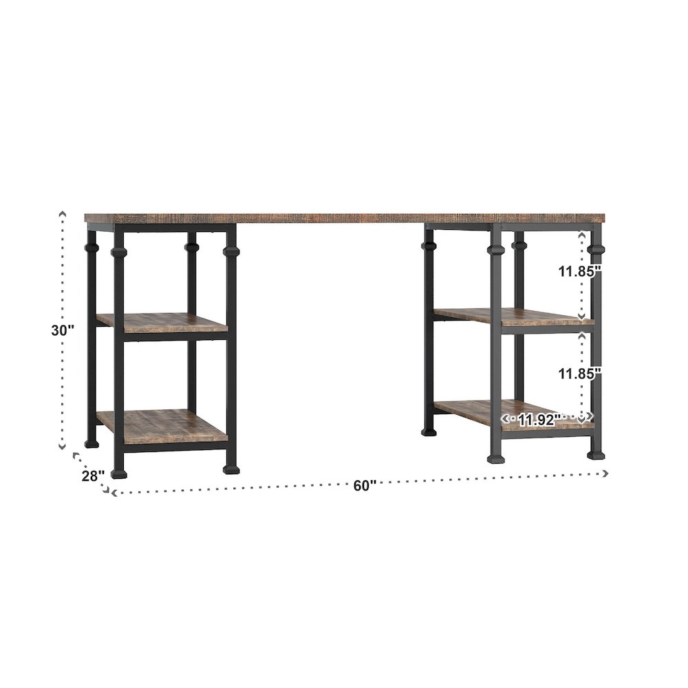 Brown Finish Metal & Poplar Writing Desk. Picture 3