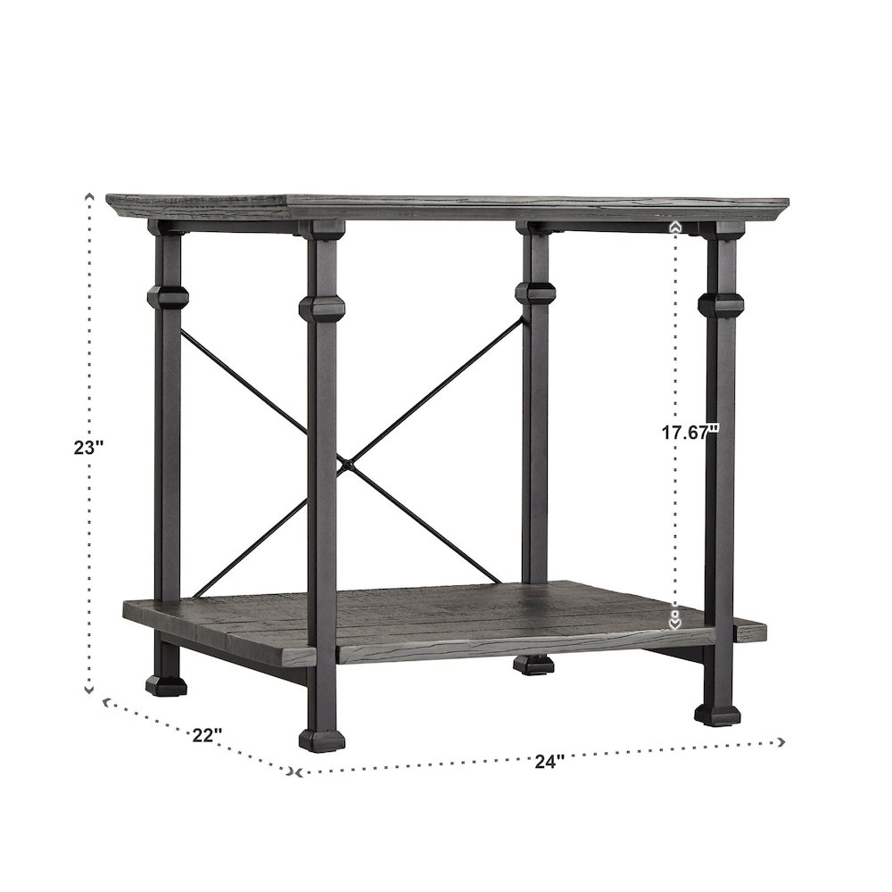 Grey Finish Metal Supports X-Frame End Table. Picture 4
