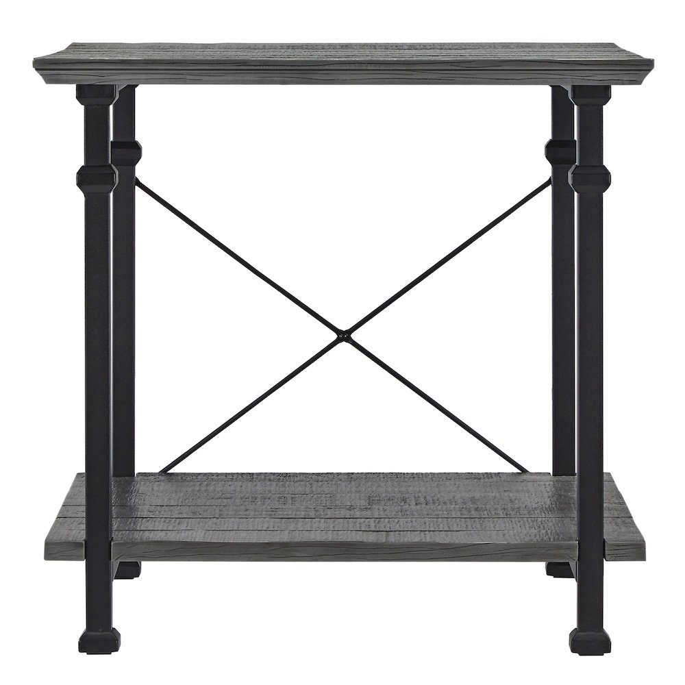 Grey Finish Metal Supports X-Frame End Table. Picture 1