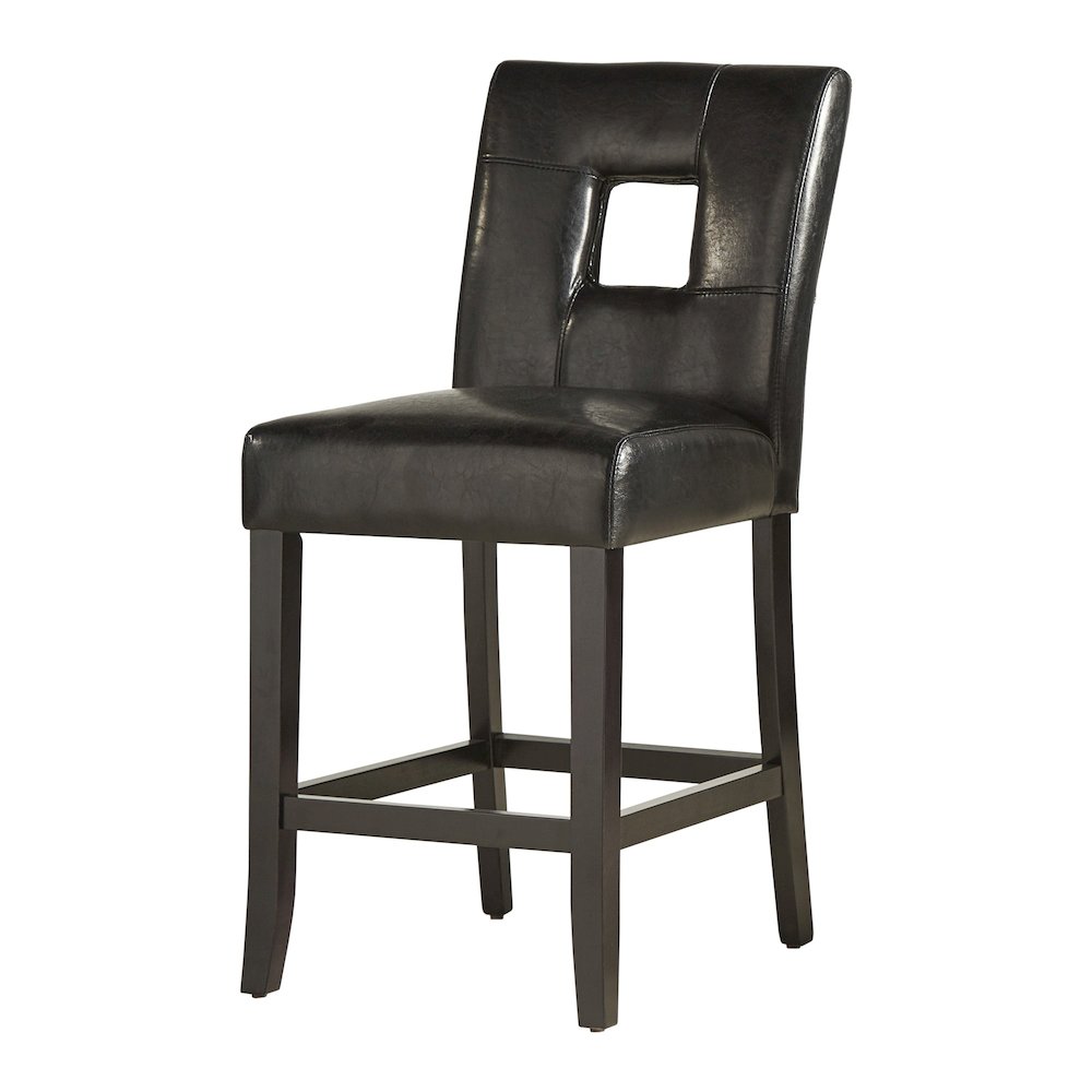 Set of 2, Black Finish Black Bi-Cast Vinyl Keyhole Counter Height Chair. Picture 4